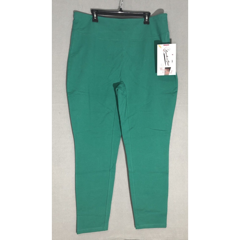 Women with Control Vivid Green Tall Tummy SMOOTH SLEEK Leggings  Sz XL TALL New